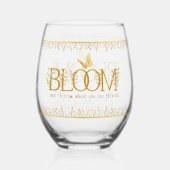 高級金ゴールド植物学フローラ「開花」飲み物用品セット ステムなしワイングラス (裏面)