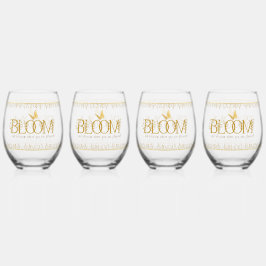 高級金ゴールド植物学フローラ「開花」飲み物用品セット ステムなしワイングラス