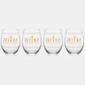 高級金ゴールド植物学フローラ「開花」飲み物用品セット ステムなしワイングラス (裏面)