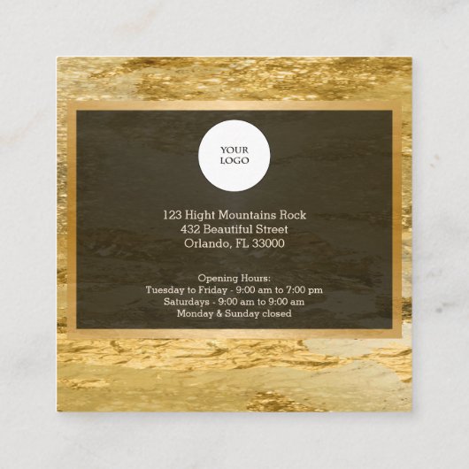 高級金ゴールド理容師ショップQRコードロゴソーシャルメディア スクエア名刺 (裏面)