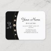 高級金ゴールド白黒イニシャルライン石 名刺 (裏面)