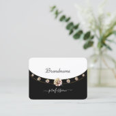 高級金ゴールド白黒イニシャルライン石 名刺 (スタンド正面)