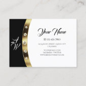 高級金ゴールド白黒モノグラムダイヤフェイクモンド 名刺 (裏面)