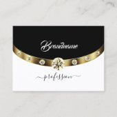 高級金ゴールド白黒モノグラムダイヤフェイクモンド 名刺 (正面)