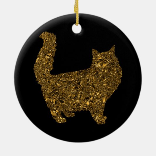 高級金ゴールド破砕金属箔猫 セラミックオーナメント (裏面)