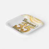 高級金ゴールド紙吹雪35th誕生祝い ペーパープレート (傾斜あり)