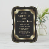 高級金ゴールド素晴らしギャツビーアールデコ1920s SWEET 16 招待状 (スタンド正面)