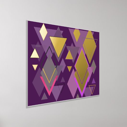高級金ゴールド紫色の三角形実在形 箔ポスター (レイダウン)