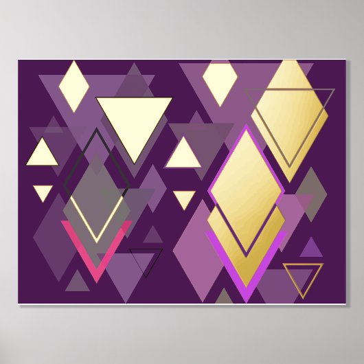 高級金ゴールド紫色の三角形実在形 箔ポスター (正面)