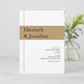 高級金ゴールド結婚リボンの白い背景セリフ 招待状 (スタンド正面)