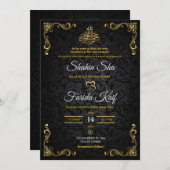 高級金ゴールド結婚式招待状 | イスラーム結婚の 招待状 (正面/裏面)