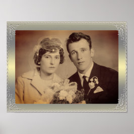 高級金ゴールド縁ど銀枠カスタム写真 ポスター