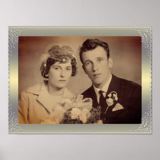 高級金ゴールド縁ど銀枠カスタム写真 ポスター (正面)