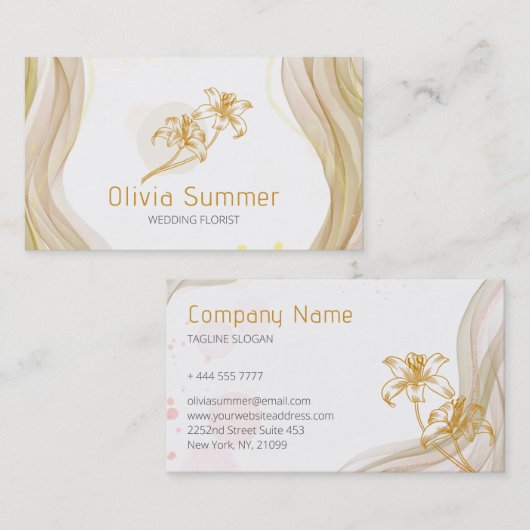 高級金ゴールド花 名刺 (正面/裏面)