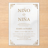 高級金ゴールド華美クリームセスペインのルダー アクリル招待状 (正面)