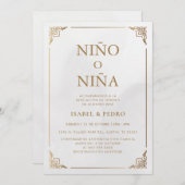 高級金ゴールド華美クリームセスペインのルダー 招待状 (正面/裏面)