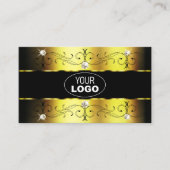 高級金ゴールド華美ブラック縁どジュエリーとロゴ 名刺 (正面)