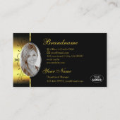 高級金ゴールド華美ブラック縁どジュエリーのロゴ写真 名刺 (裏面)