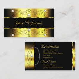 高級金ゴールド華美黒縁ど宝石と写真 名刺