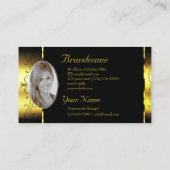 高級金ゴールド華美黒縁ど宝石と写真 名刺 (裏面)