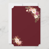 高級金ゴールド赤面ピンクフローラブルゴーニュ結婚ーズ 招待状 (裏面)