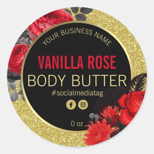 高級金ゴールド金ゴールドバラ製品ラベル ラウンドシール (正面)