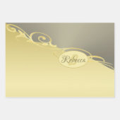 高級金ゴールド金ゴールド&シルバーの装飾、モノグラム、 ラッピングペーパーシート (正面3)