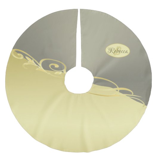 高級金ゴールド金ゴールド&シルバーの装飾， Monogram ブラッシュドポリエステルツリースカート (正面)