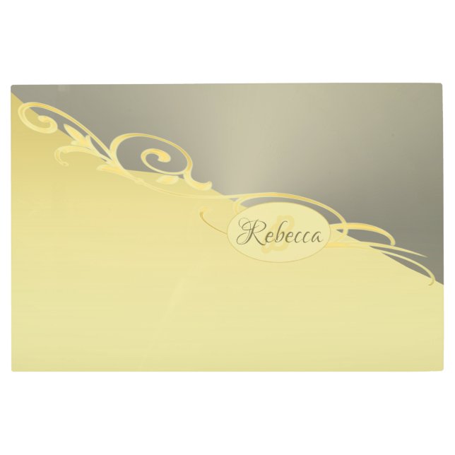 高級金ゴールド金ゴールド&シルバーの装飾， Monogram メタルプリント (正面)