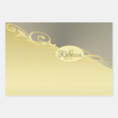 高級金ゴールド金ゴールド&シルバーの装飾， Monogram ラッピングペーパーシート (正面3)