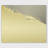 高級金ゴールド金ゴールド&シルバーの装飾， Monogram ラッピングペーパー (フラット)