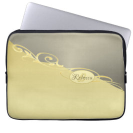 高級金ゴールド金ゴールド&シルバーの装飾， Monogram ラップトップスリーブ