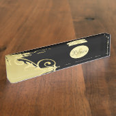 高級金ゴールド金ゴールド&ブラック、モノグラム デスクネームプレート (側面)