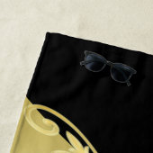 高級金ゴールド金ゴールド&ブラック、モノグラム ビーチタオル (インサイチュ)