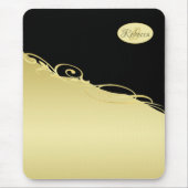 高級金ゴールド金ゴールド&ブラック、モノグラム マウスパッド (正面)