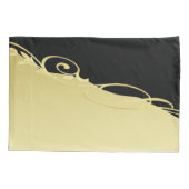 高級金ゴールド金ゴールド&ブラック、モノグラム 枕カバー (裏面)