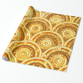 高級金ゴールド金属箔グリッタードットサークル ラッピングペーパー