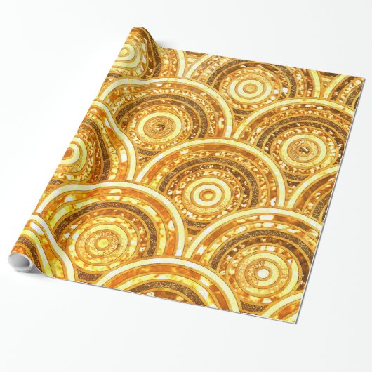 高級金ゴールド金属箔グリッタードットサークル ラッピングペーパー (アンロールド)