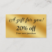 高級金ゴールド金属 割引カード (正面)