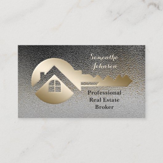 高級金ゴールド鍵&オックスフォー実在ドエステート名刺 名刺 (正面)