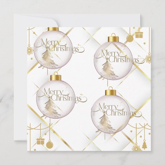 高級金ゴールド（パーソナライズ）フラットクリスマスカード シーズンカード (正面)
