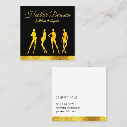 高級金ゴールド |マネキン |ファッションデザイナ スクエア名刺 (正面/裏面)