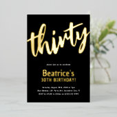 高級金ゴールド「30歳」大人の節目30歳の誕生日 箔招待状 (立ち正面)