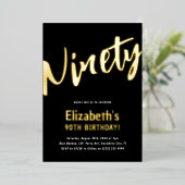 高級金ゴールド「90歳」大人マイルストーン90誕生日 箔招待状 (立ち正面)