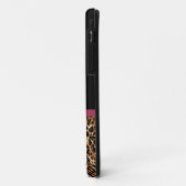 高級金ゴールドFur Leopard Print Mauve Bow With Name Case-Mate iPhoneケース (裏面/左)