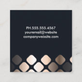 高級金属パターン |黒の背景 スクエア名刺 (裏面)