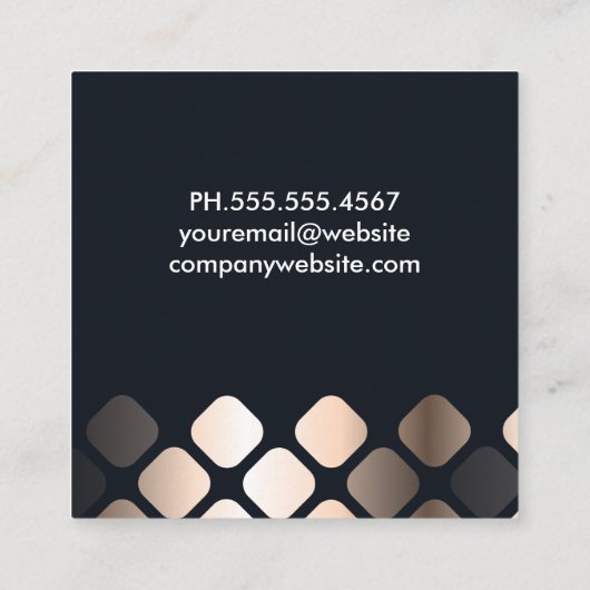 高級金属パターン |黒の背景 スクエア名刺 (裏面)