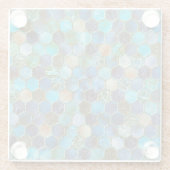 高級金属箔グリッターアクアティール（緑がかった色）ハニカム ガラスコースター (裏面)