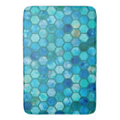 高級金属箔グリッターアクアブルーハニカム バスマット (正面縦)