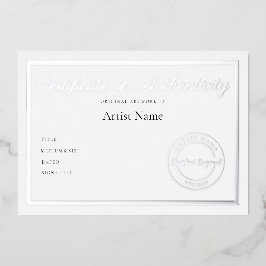 高級金属製真偽証書 箔招待状